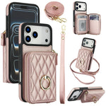 Leather Wallet Phone Case with Adjustable Lanyard for iPhone 17 Series