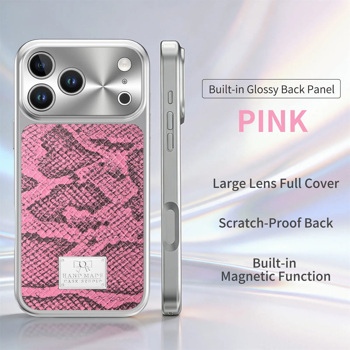 Snake Pattern Leather MagSafe Case for iPhone 17 Series