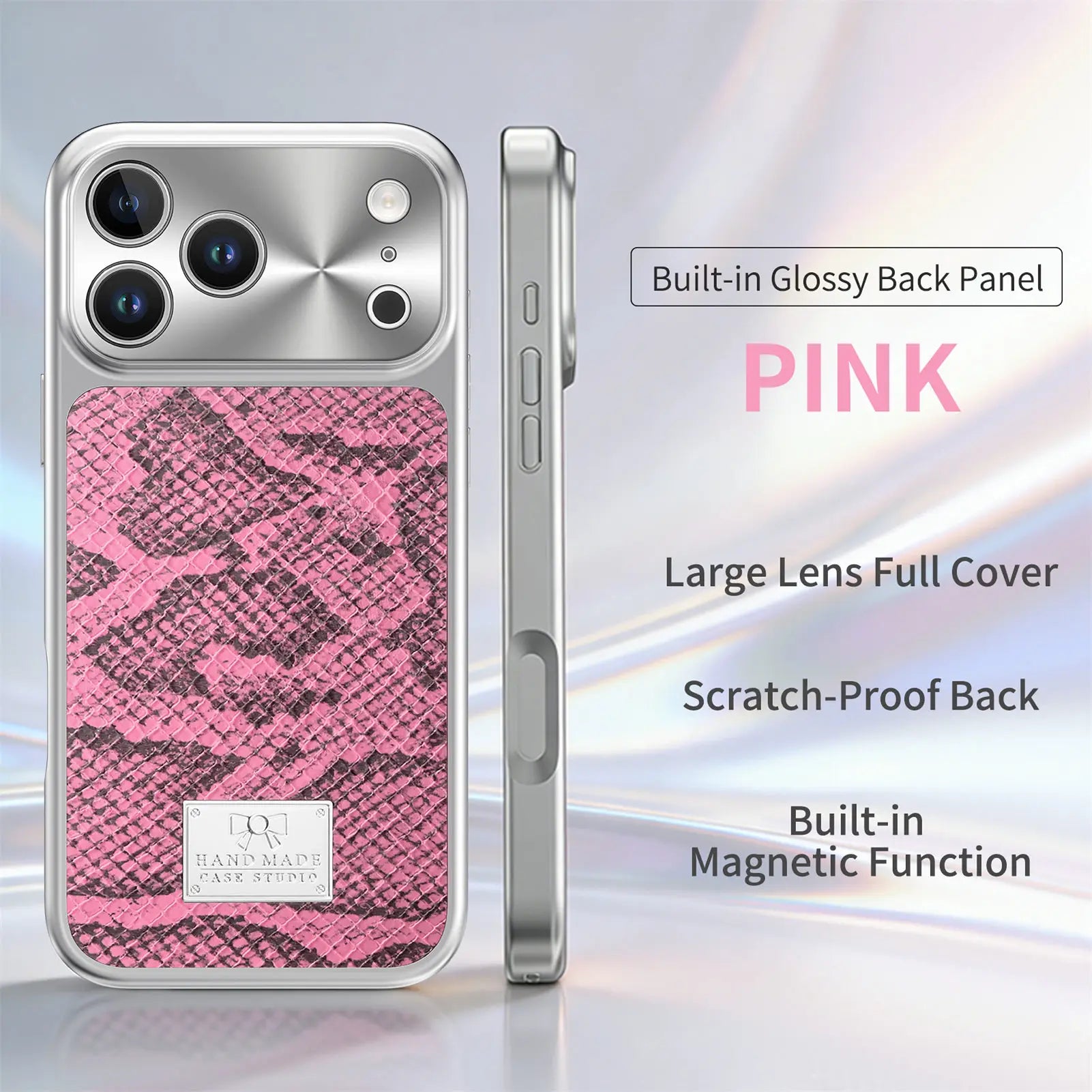Snake Pattern Leather MagSafe Case for iPhone 17 Series