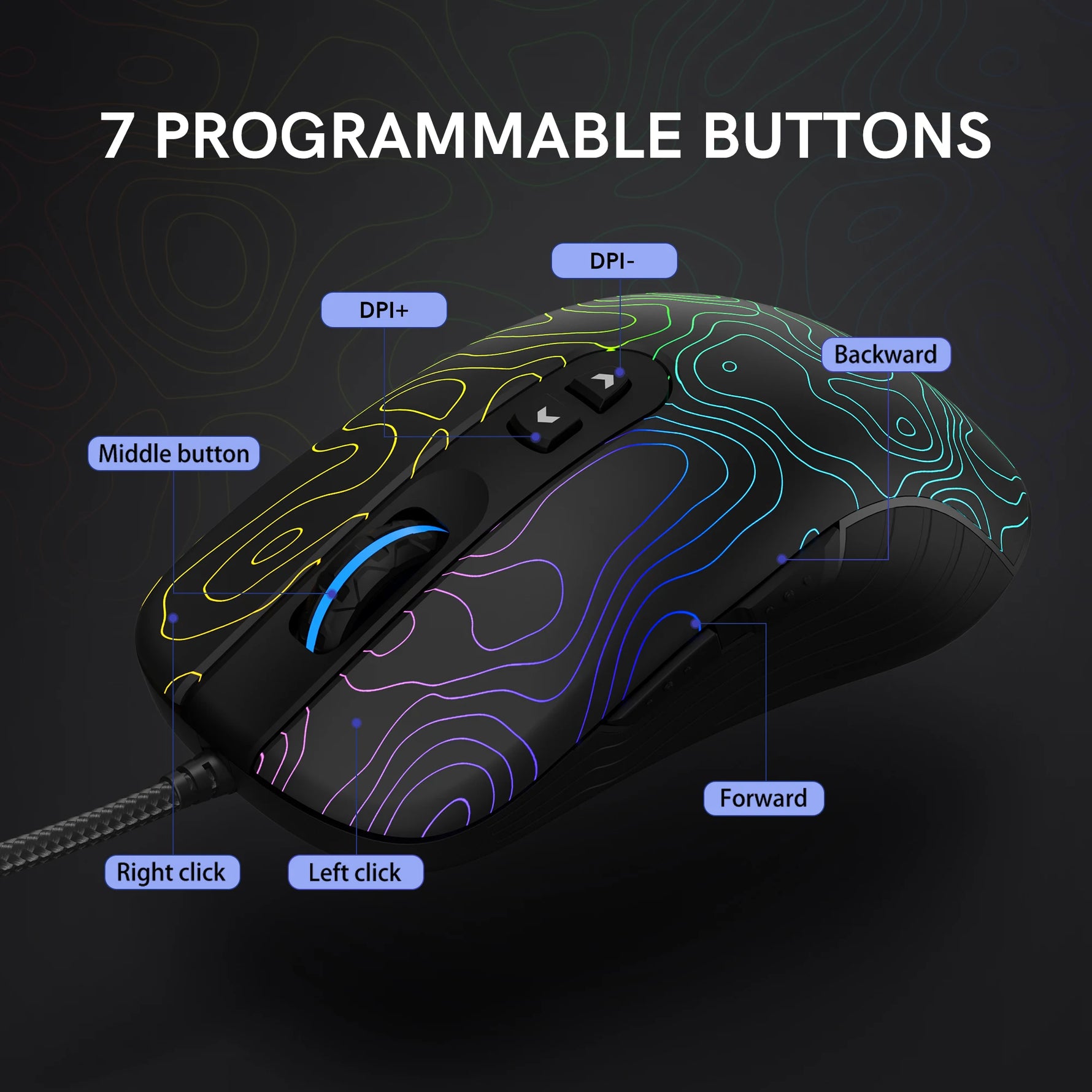 Womier G706 Wired RGB Gaming Mouse – 12000 DPI Optical Sensor