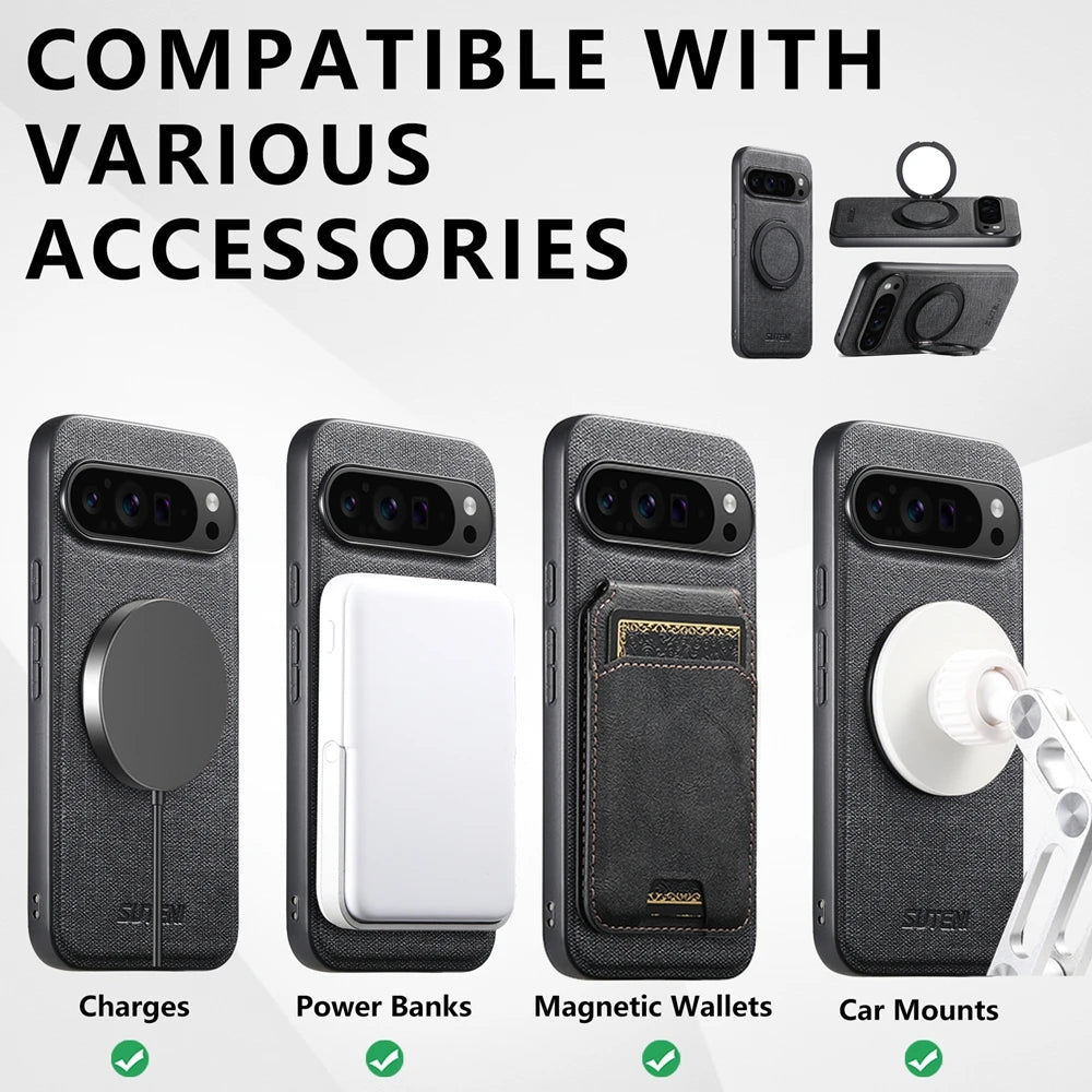 Google Pixel 9 Series Denim Magnetic Case with 360° Ring Bracket & Kickstand