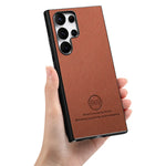 Cloth-Grain Leather Case for Samsung Galaxy S24 Series