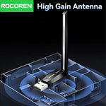 Rocoren AX300M WiFi 6 USB Wireless Adapter with High-Gain Antenna