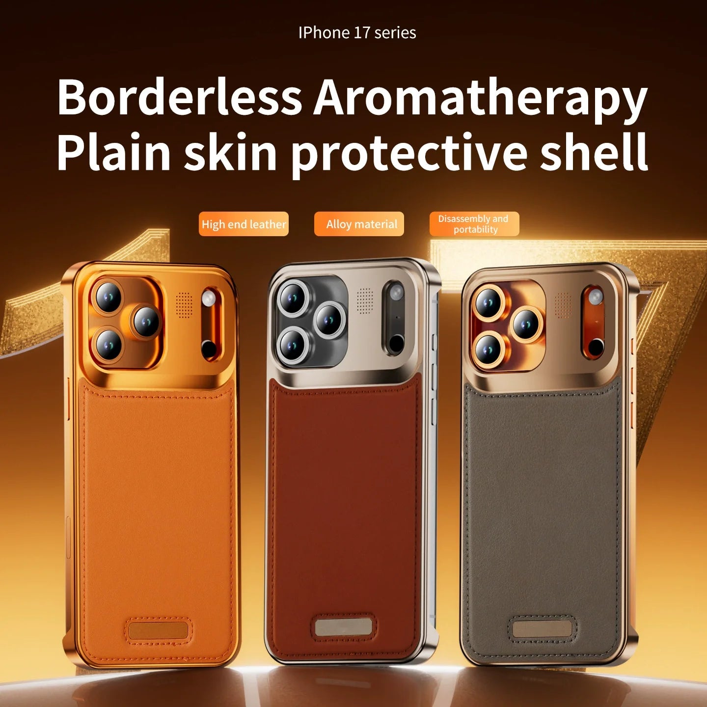 Hybrid Aluminum Alloy and Leather MagSafe Phone Case for iPhone 17 Series