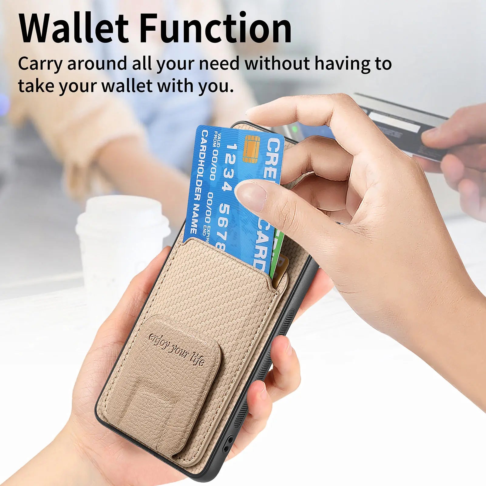 Foldable Kickstand Wallet Case with Card Slot for Samsung Galaxy S24 Series