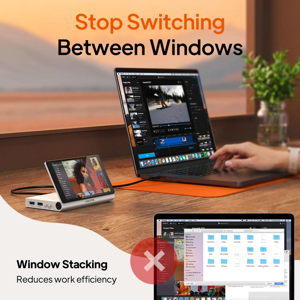 CABLETIME 5.5" Foldable Screen USB-C Dock