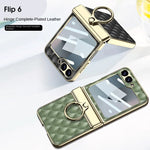 Electroplated PU Leather Case with Ring Holder for Samsung Galaxy Z Flip 6