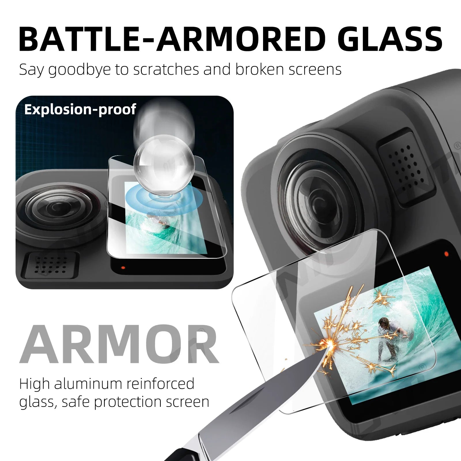 Premium Tempered Glass Screen Protector for GoPro MAX 2