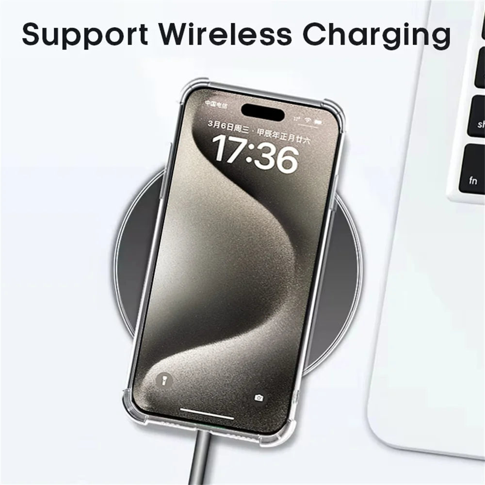 Crystal Clear Shockproof Silicone Case for iPhone 16 Series