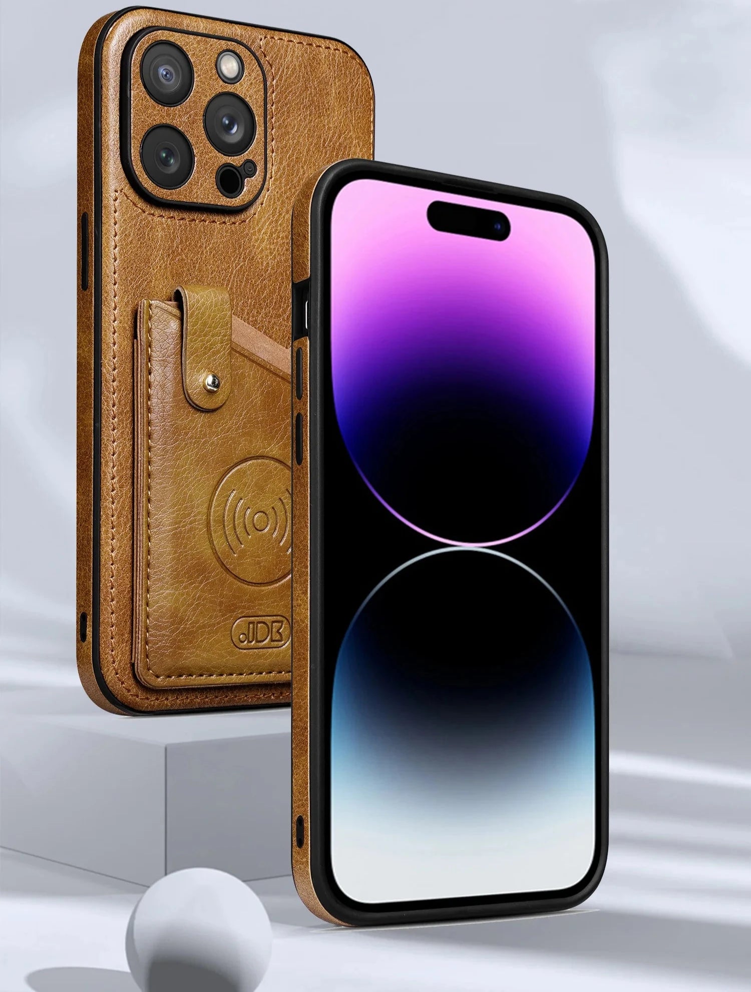 Shockproof Leather Wallet Case with Kickstand for iPhone 15 Series