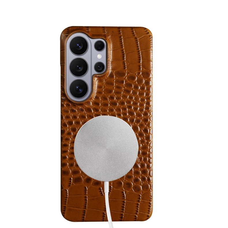 Crocodile Embossed Leather Magnetic Case for Samsung Galaxy S26 Series