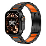Steel and Fluororubber Segmented Bracelet Band with Removable Links for Apple Watch