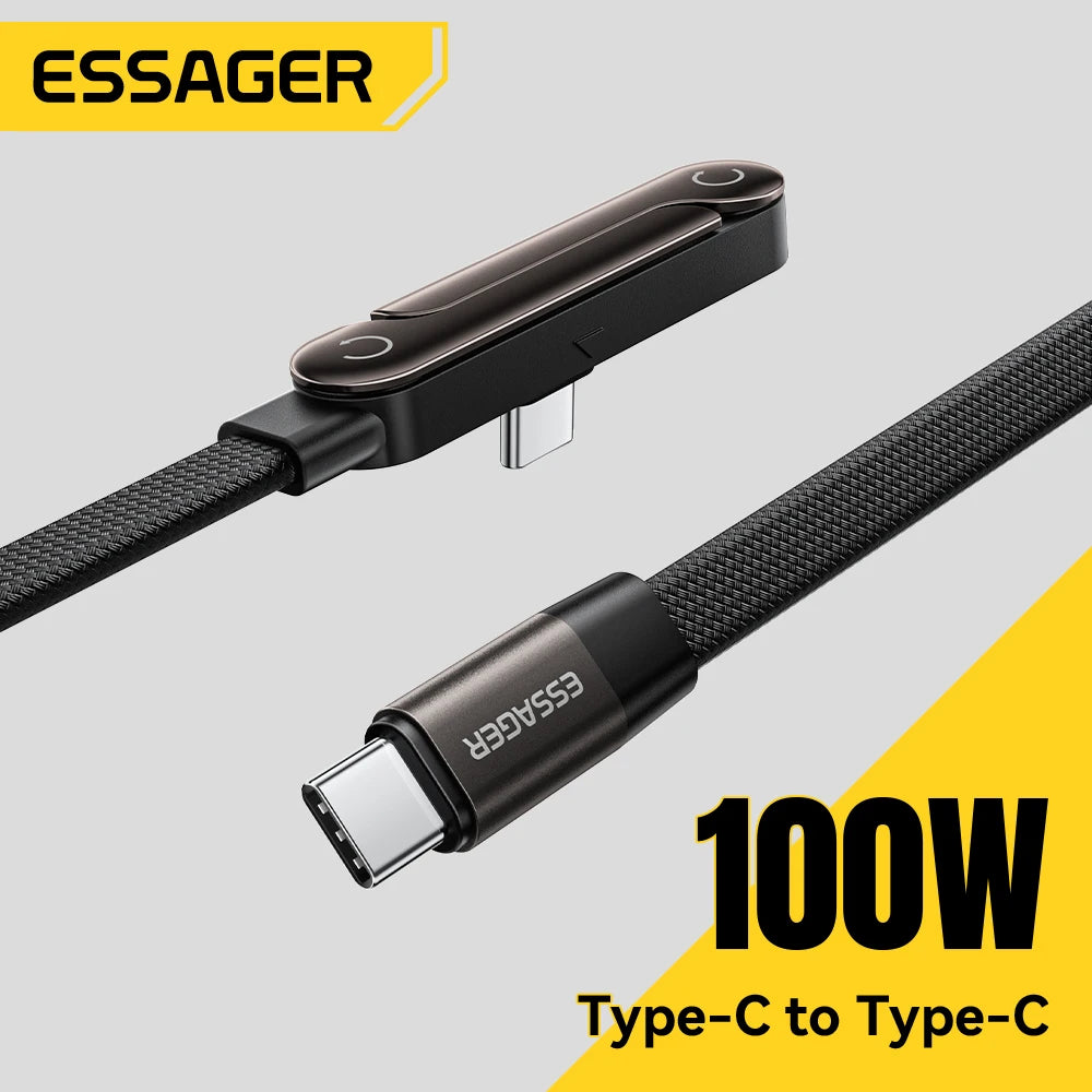 Essager 100W USB-C PD Charging Cable With Integrated Foldable Phone Stand