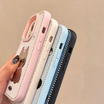 Diamond Glitter Mirror Case with Cartoon Animals for iPhone 15 Series