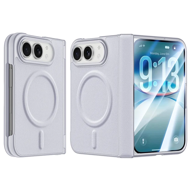 Textured PU Leather Hinge Protection Case for iPhone Duo