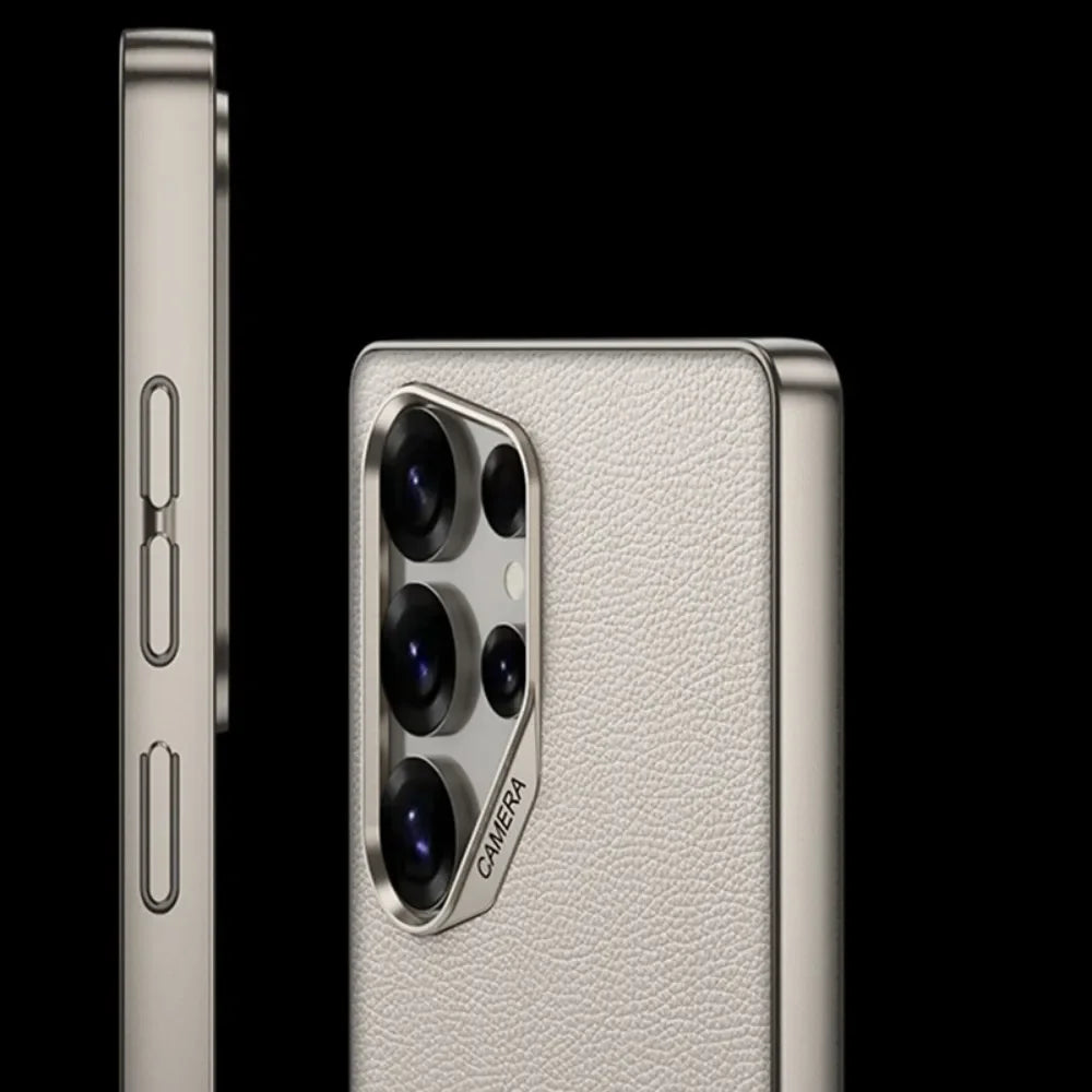 Shockproof Hard Shell Leather Case for Samsung Galaxy S25 Ultra