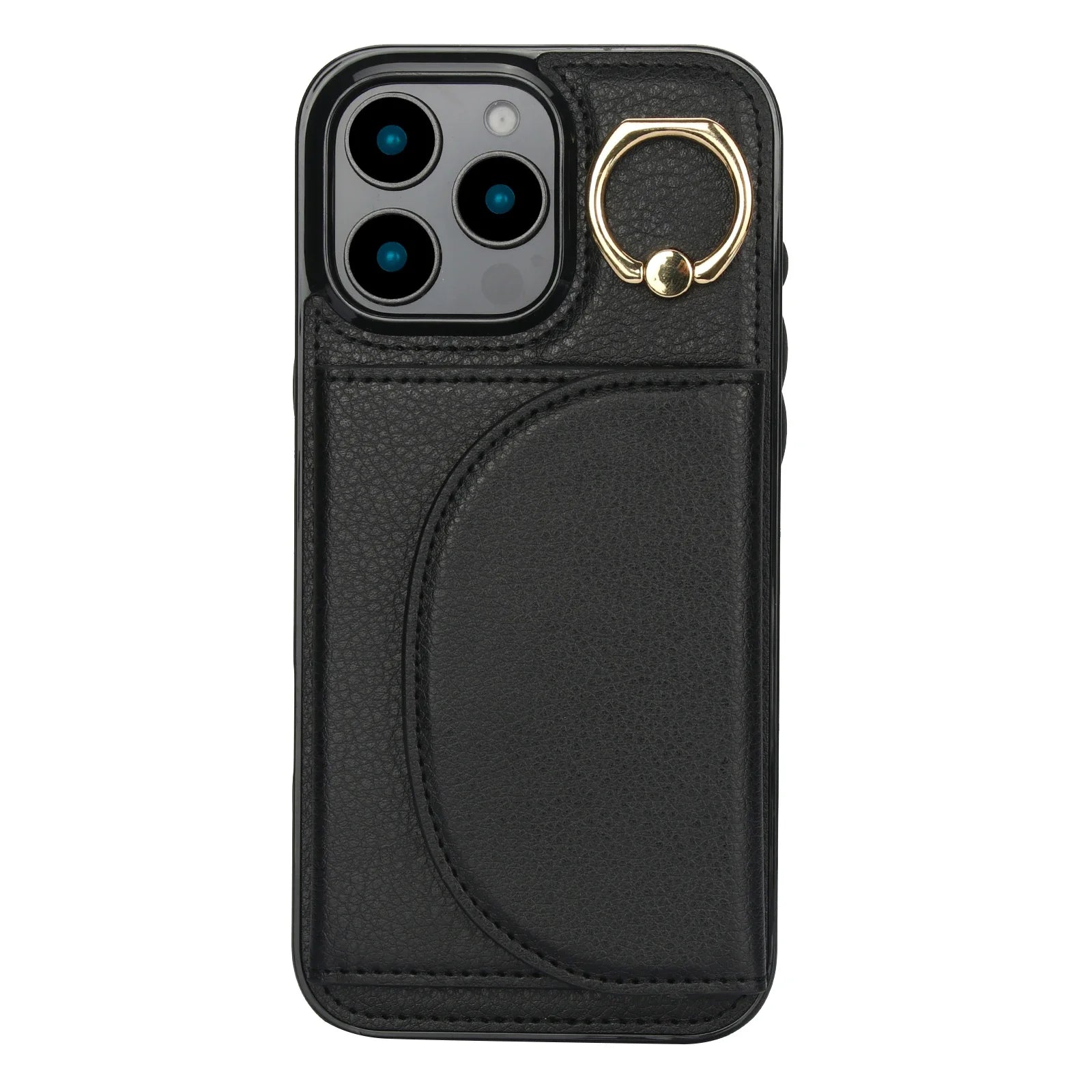 iPhone 16 Series Leather Wallet Case with Card Holder & Ring Kickstand