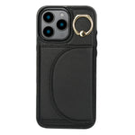 iPhone 15 Series Leather Wallet Case with Card Holder & Ring Kickstand
