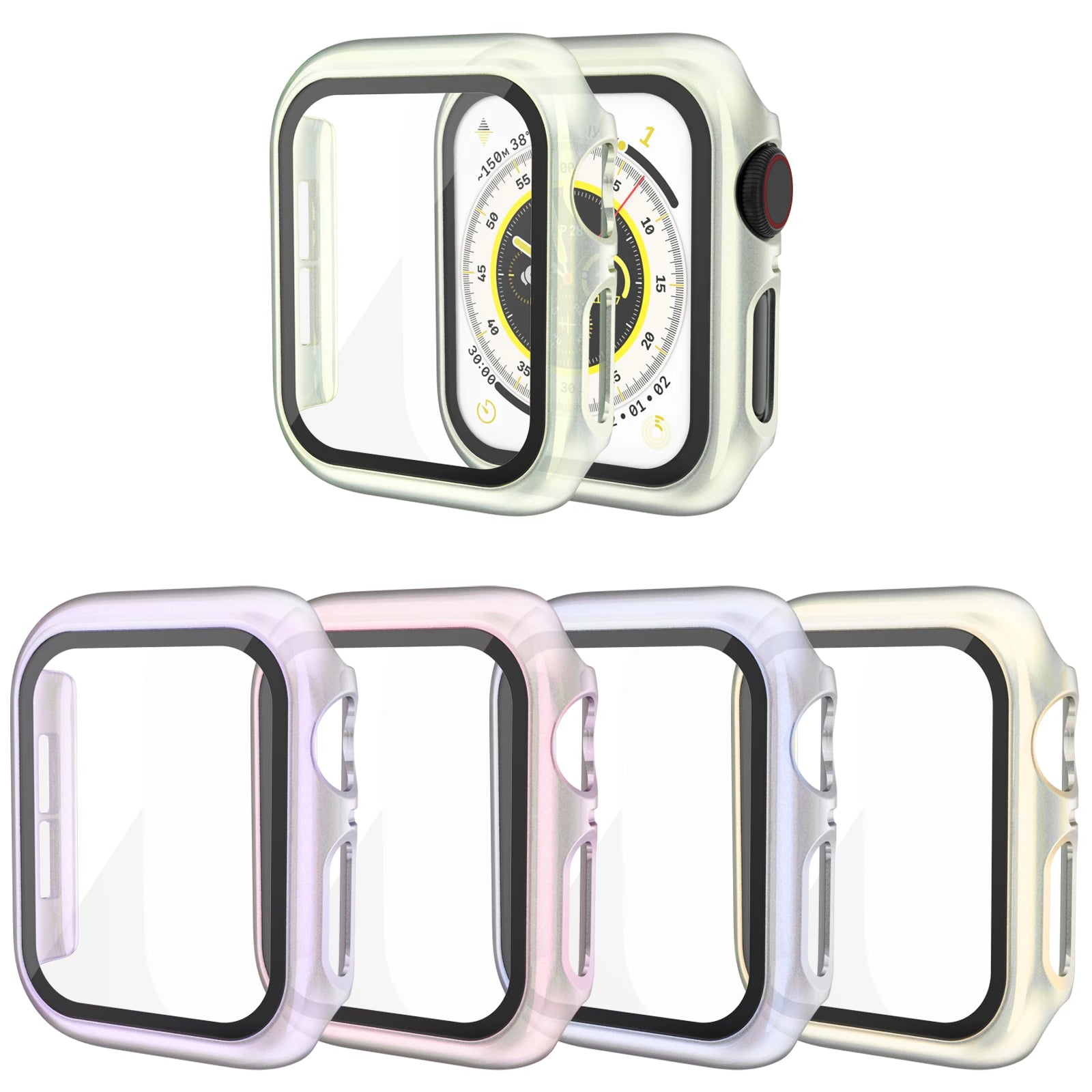 PC Colorful Watch Case with Tempered Glass for Apple Watch