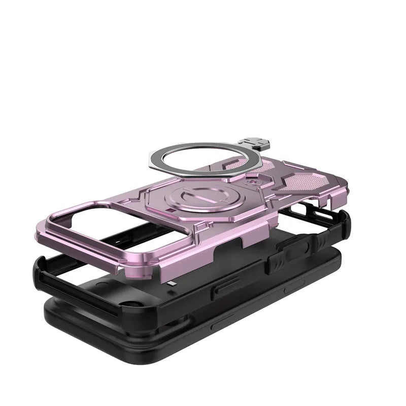 iPhone 17 Series Shockproof Dual Layer Armor MagSafe Phone Case with Kickstand