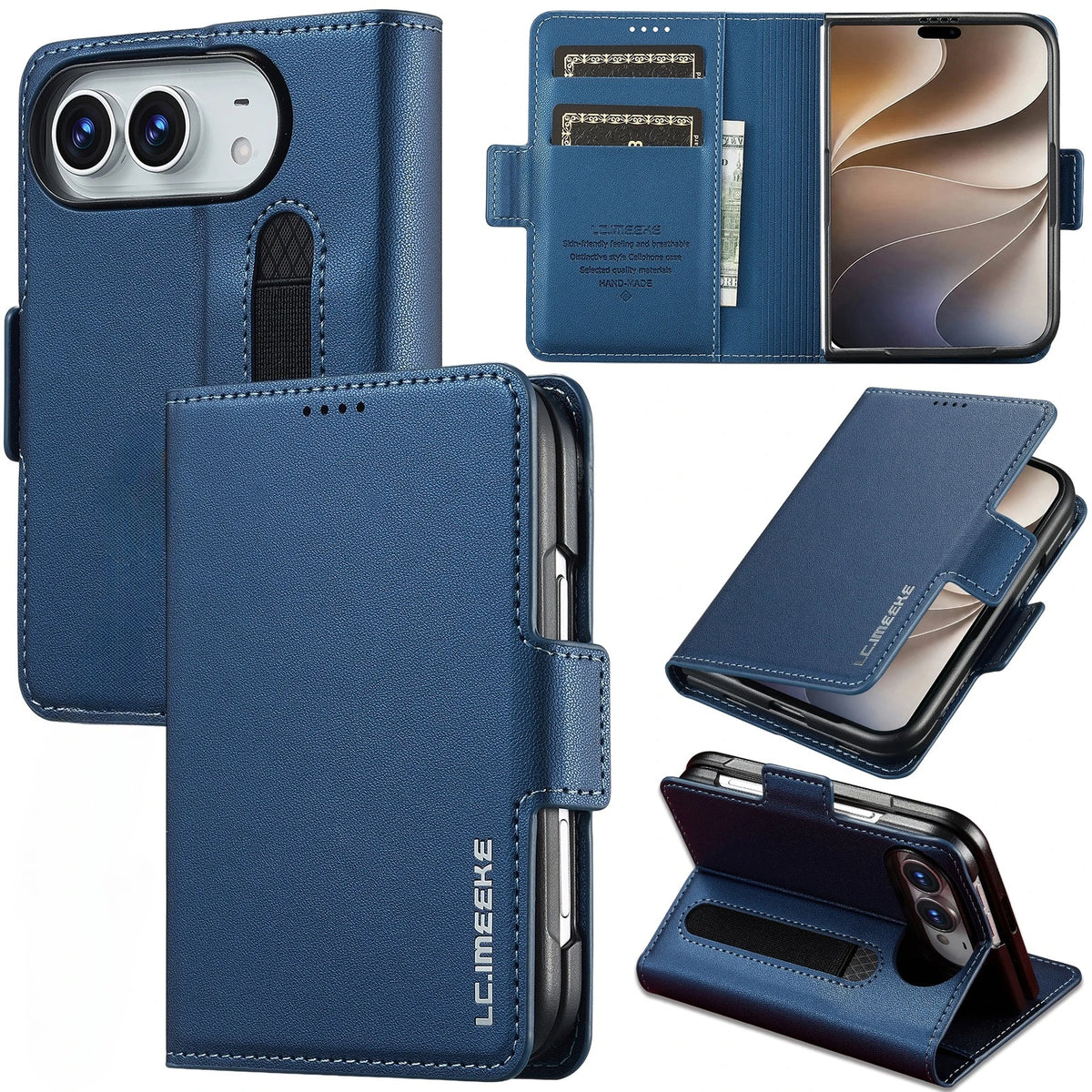 Leather Wallet Case with Integrated Pen Holder for iPhone Duo