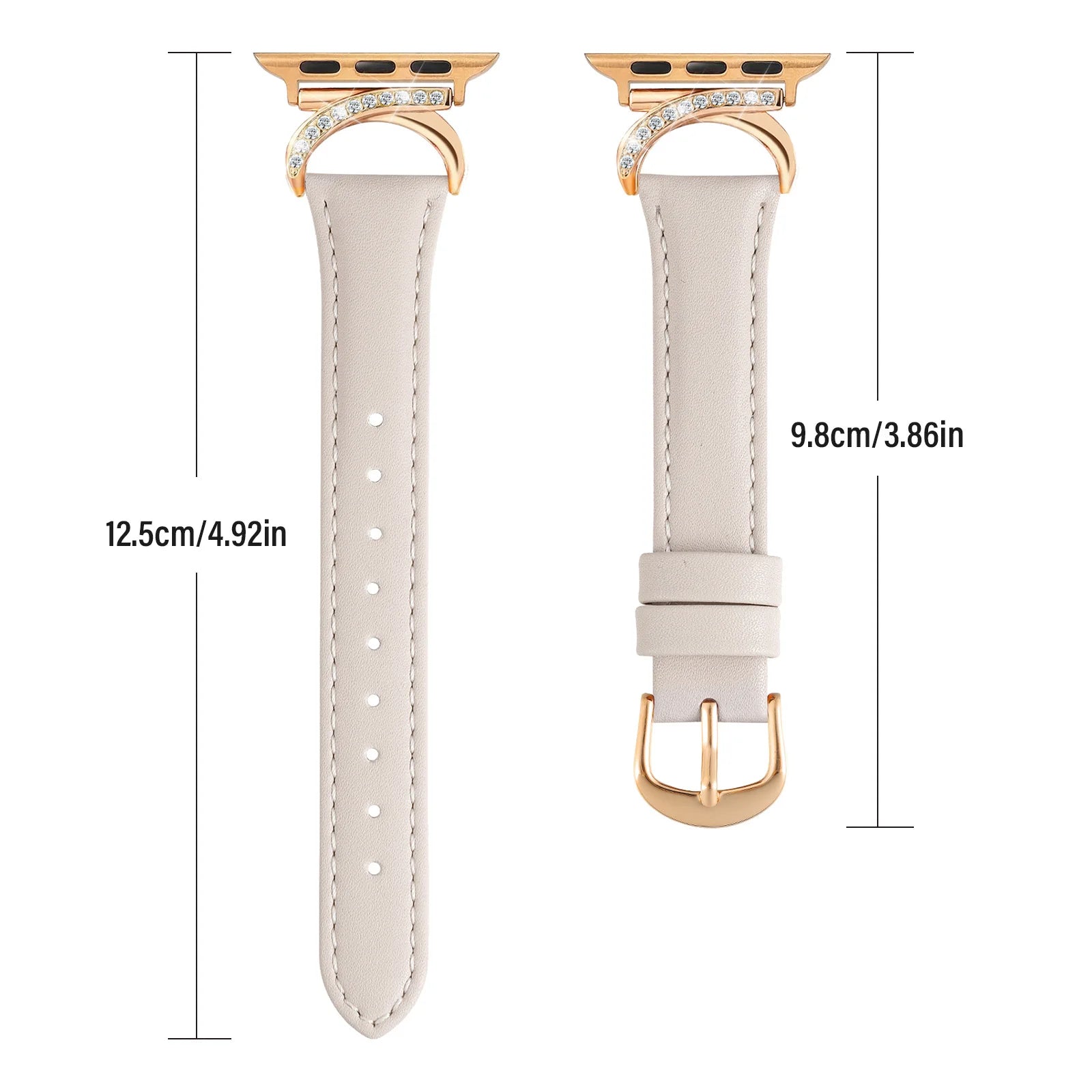 Moon Shaped Rhinestone Leather Strap for Apple Watch