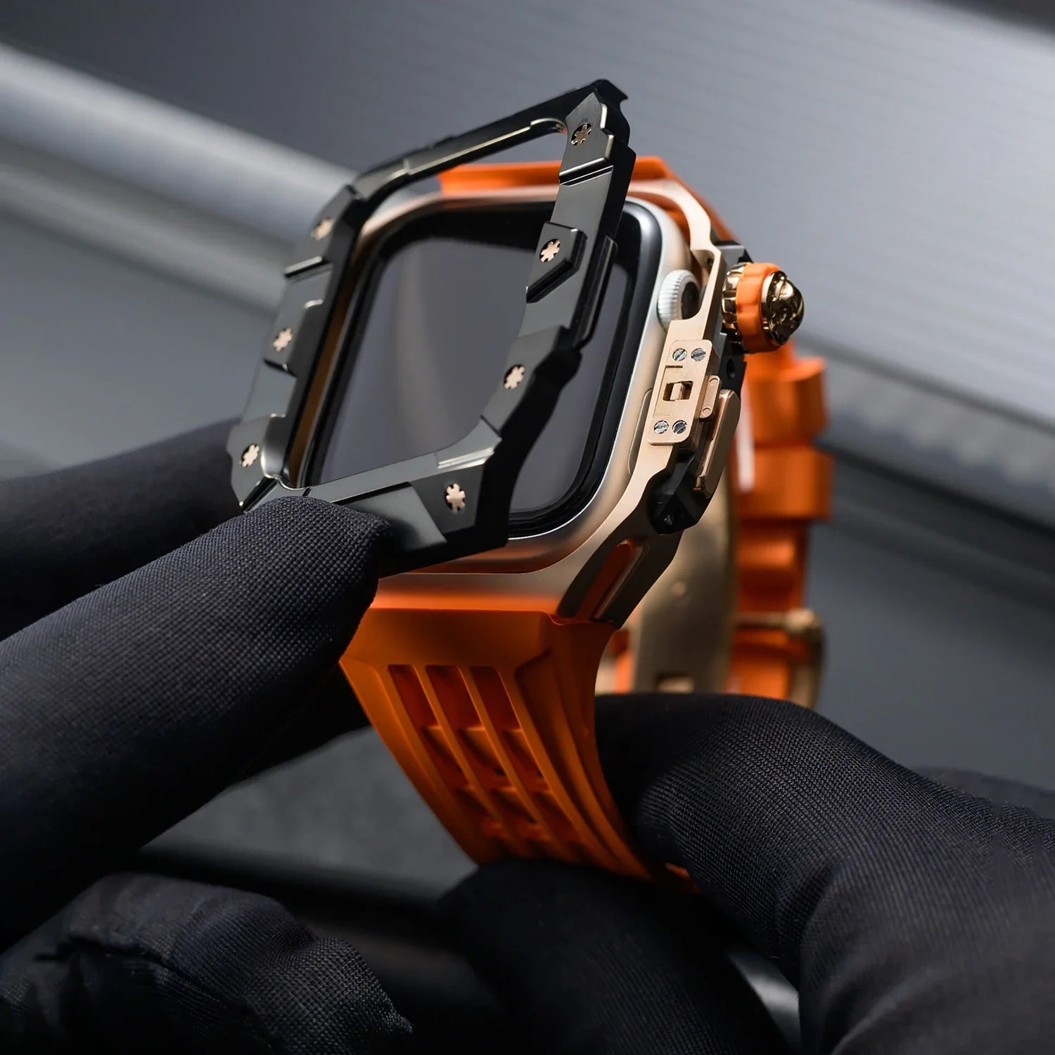 Luxury Stainless Steel Case & Silicone Strap Modification Kit for Apple Watch Series 10 (46mm)