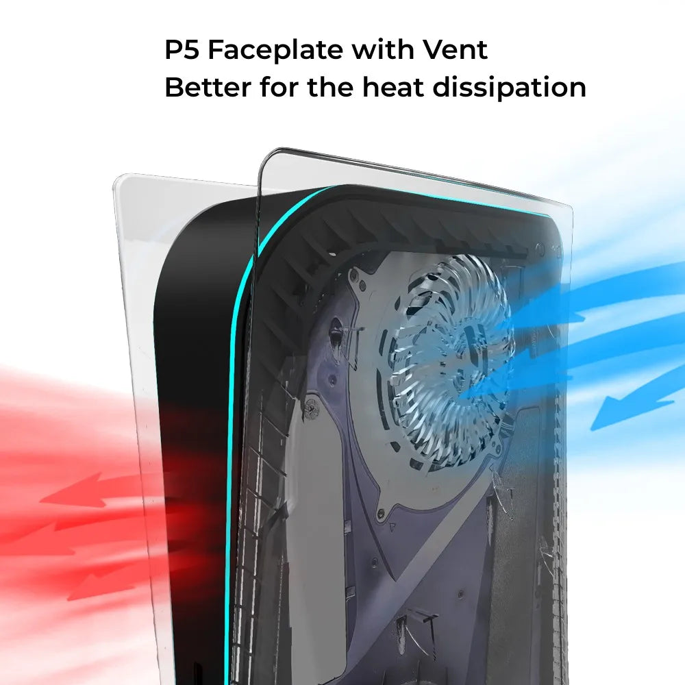 Transparent Cooling Vent Shell - Hard Plastic Replacement Plate for PS5 Disc Edition