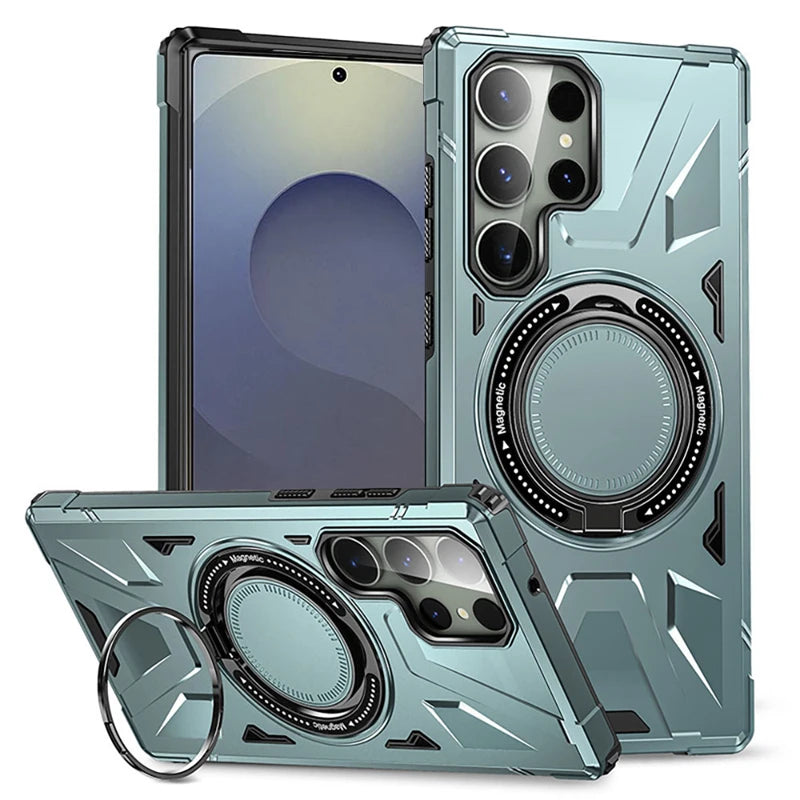 Shockproof Magnetic Armor Case with Ring Stand for Samsung Galaxy S26 Series