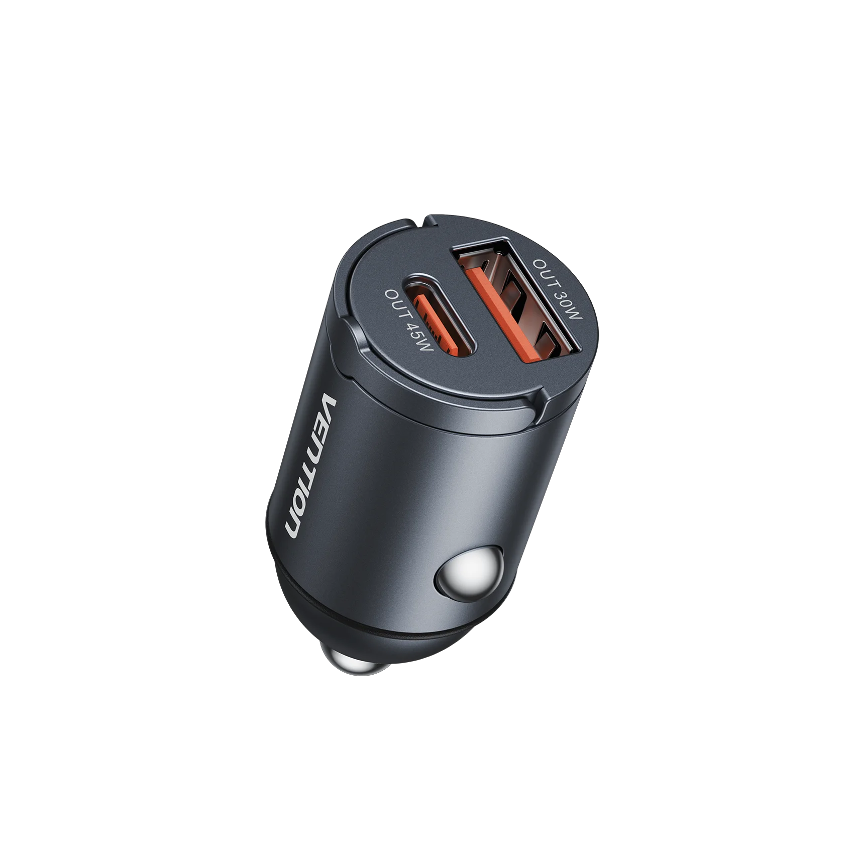 Vention 45W Dual-Port Car Charger With Pull Ring