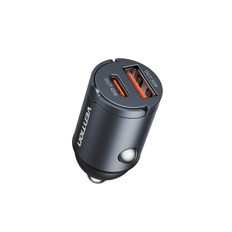 Vention 45W Dual-Port Car Charger With Pull Ring