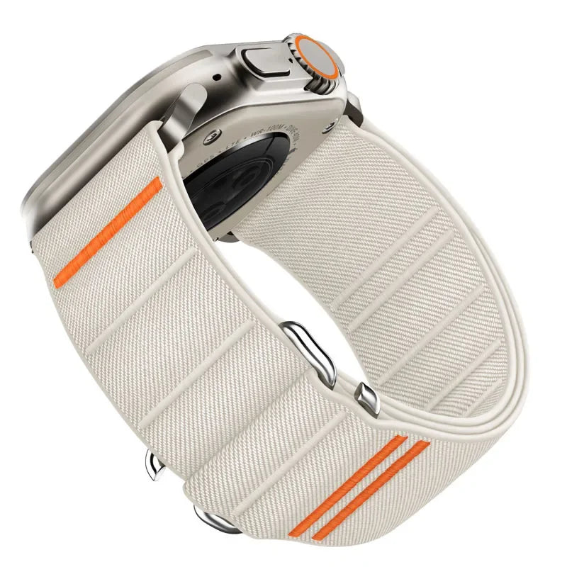 Woven Nylon Loop Closure Band with Shaped Buckle for Apple Watch