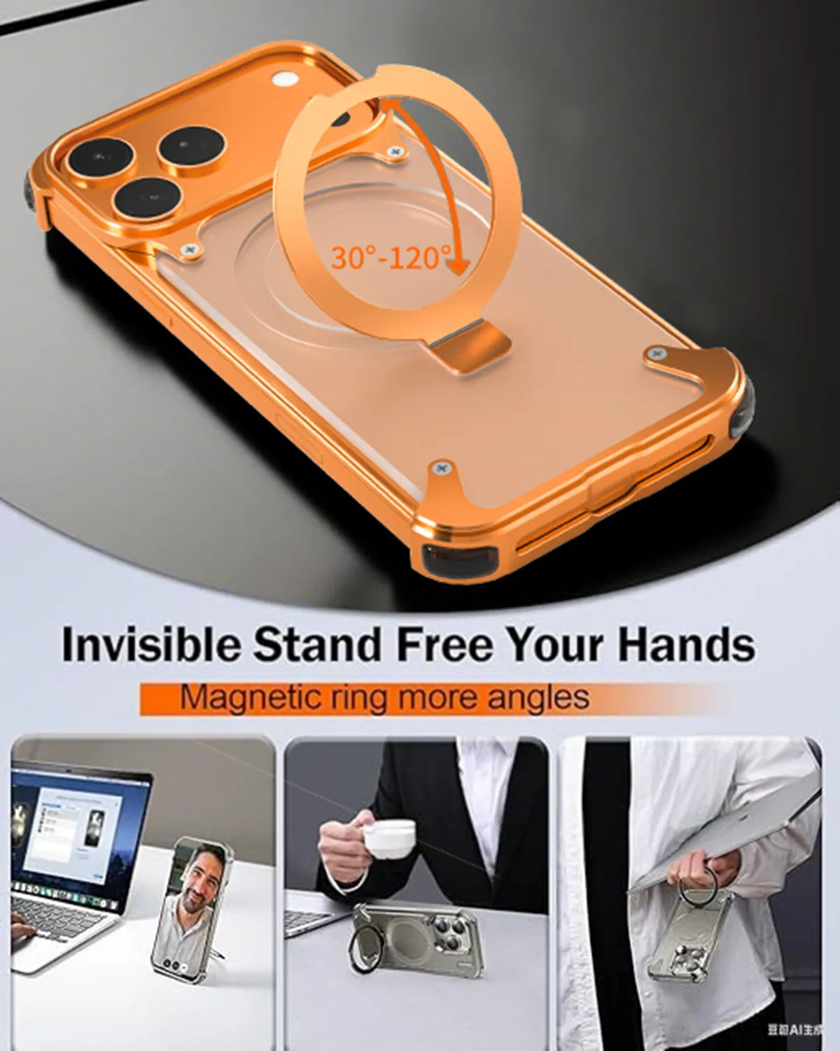 Durable Aluminum Alloy Shockproof Magnetic Case with Ring Holder for iPhone 17 Series