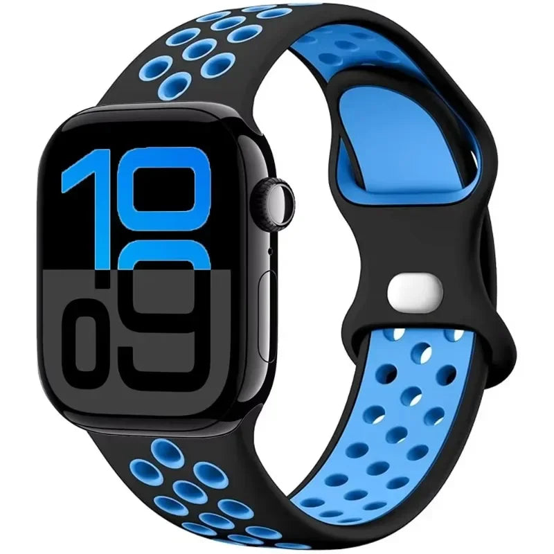 Breathable Silicone Band with Perforated Ventilation for Apple Watch