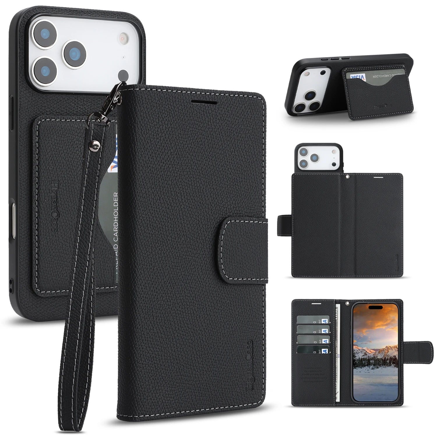 iPhone 17 Series Leather Flip Case with RFID Card Slots
