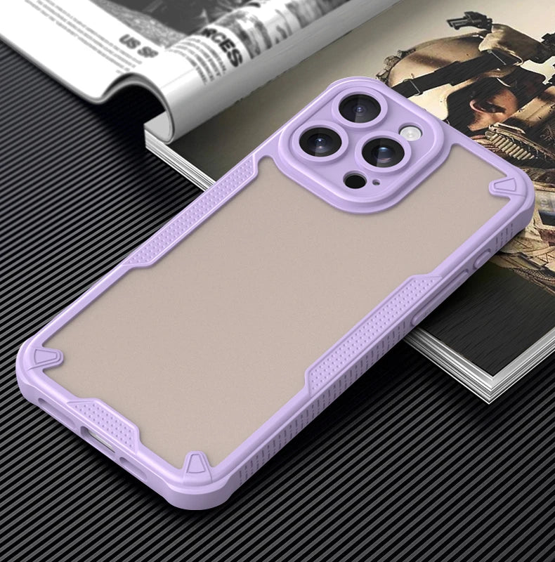 iPhone 15 Series Scratch-Proof Hard PC + Soft TPU Border Translucent Matte Case