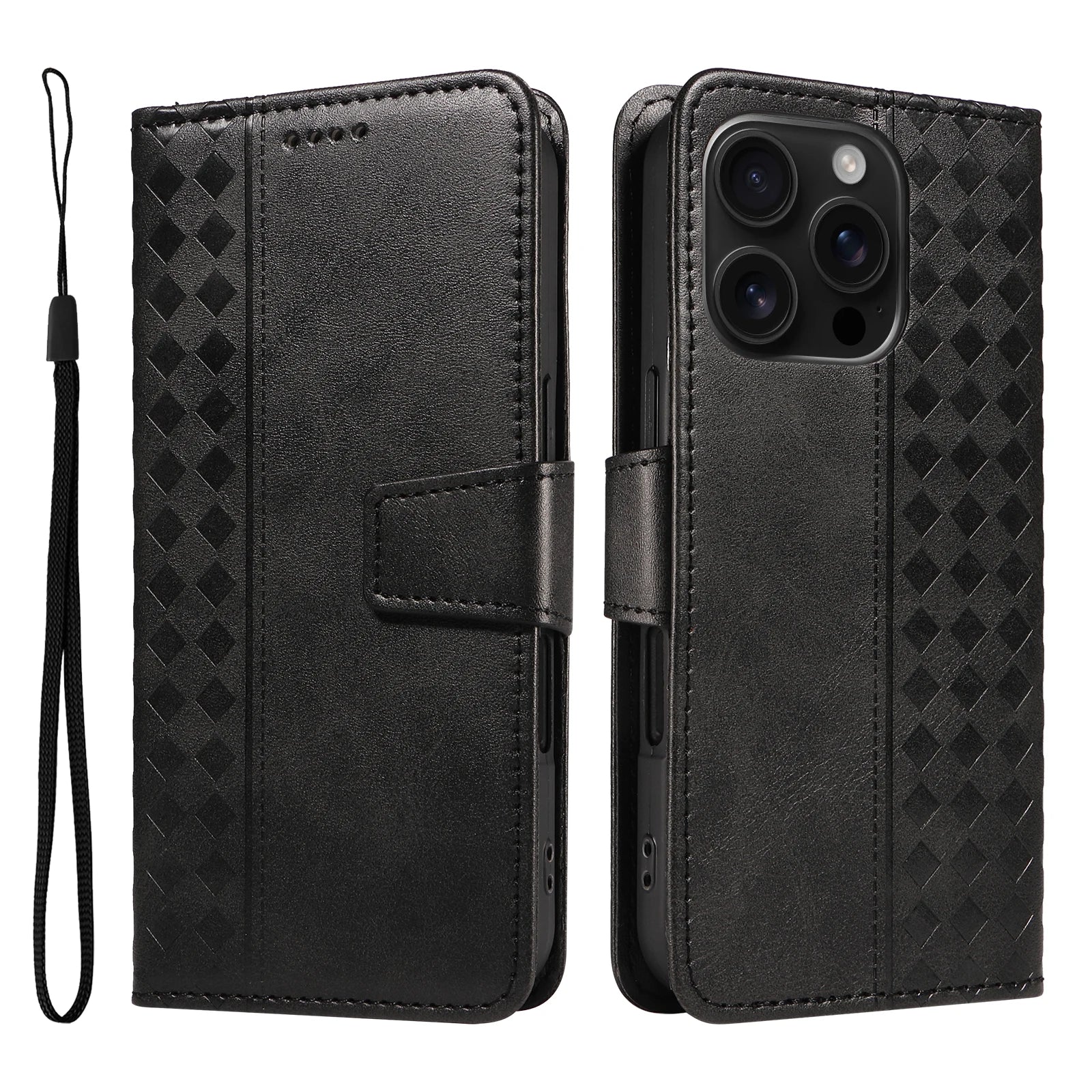 iPhone 15 Series Flip Leather Wallet Case with Kickstand