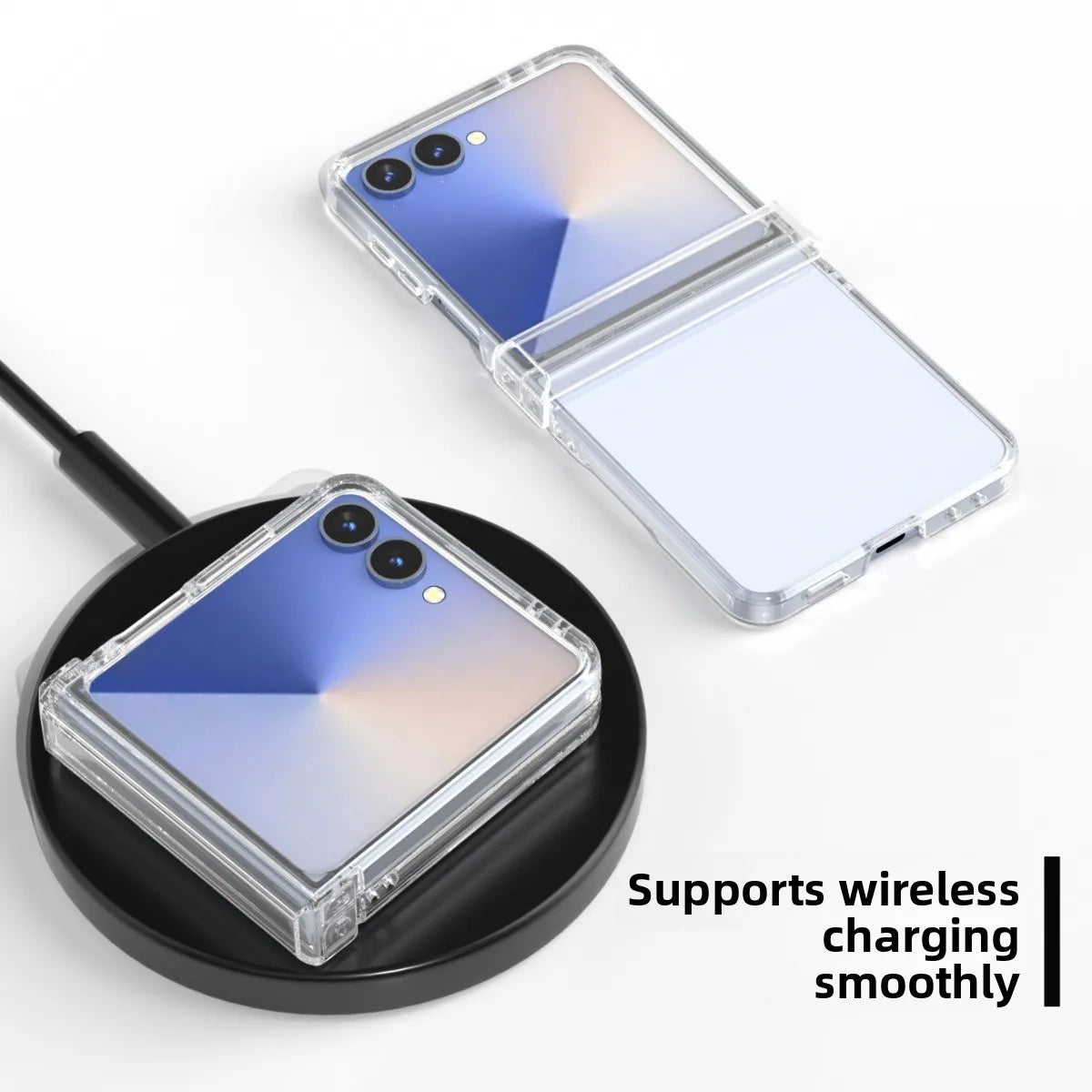 Transparent Hinge Protection Case with 360° Bumper Design for Samsung Galaxy Z Flip 7