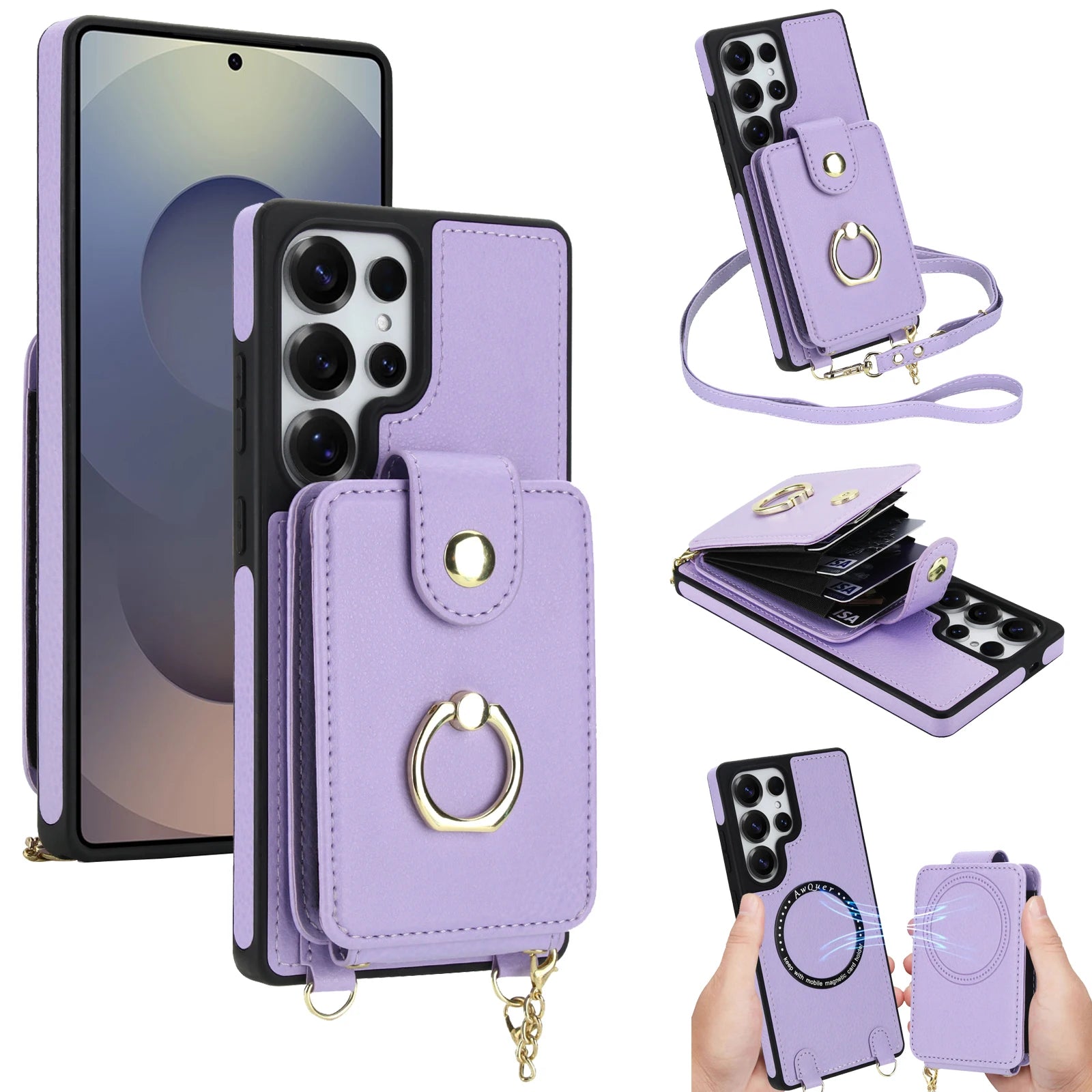 2-in-1 Zipper Wallet Case with Detachable Lanyard for Samsung Galaxy S25 Series