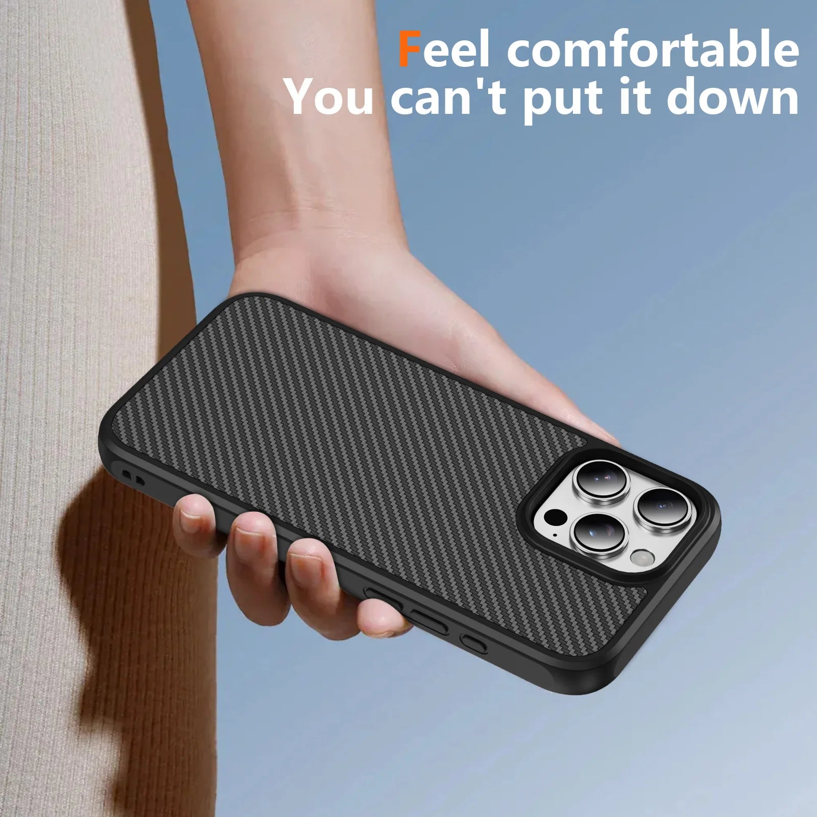 Shockproof Carbon Fiber Texture Hard Case for iPhone 16 Series