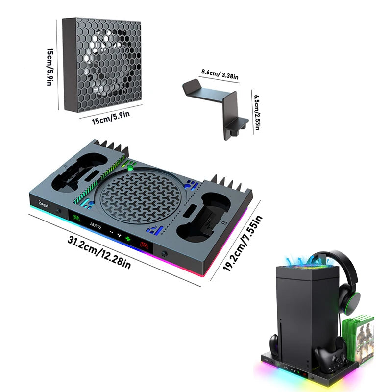 Xbox Series X Multifunction Dock with RGB LED, Auto Fan, and Dual Controller Charging