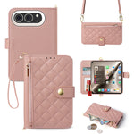 Quilted Leather Crossbody Wallet Case with Detachable Strap for iPhone Duo