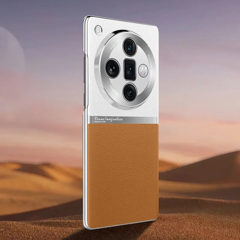 Luxury Electroplated Leather Case with Hard PC Frame for OPPO Find X7 and Find X7 Ultra