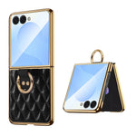 Diamond Grid Leather Magnetic Case with Ring Holder for Samsung Galaxy Z Flip 8