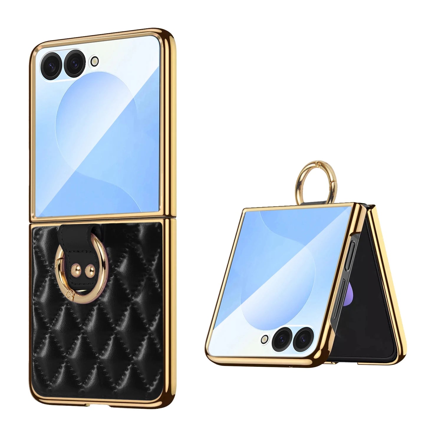 Diamond Grid Leather Magnetic Case with Ring Holder for Samsung Galaxy Z Flip 8