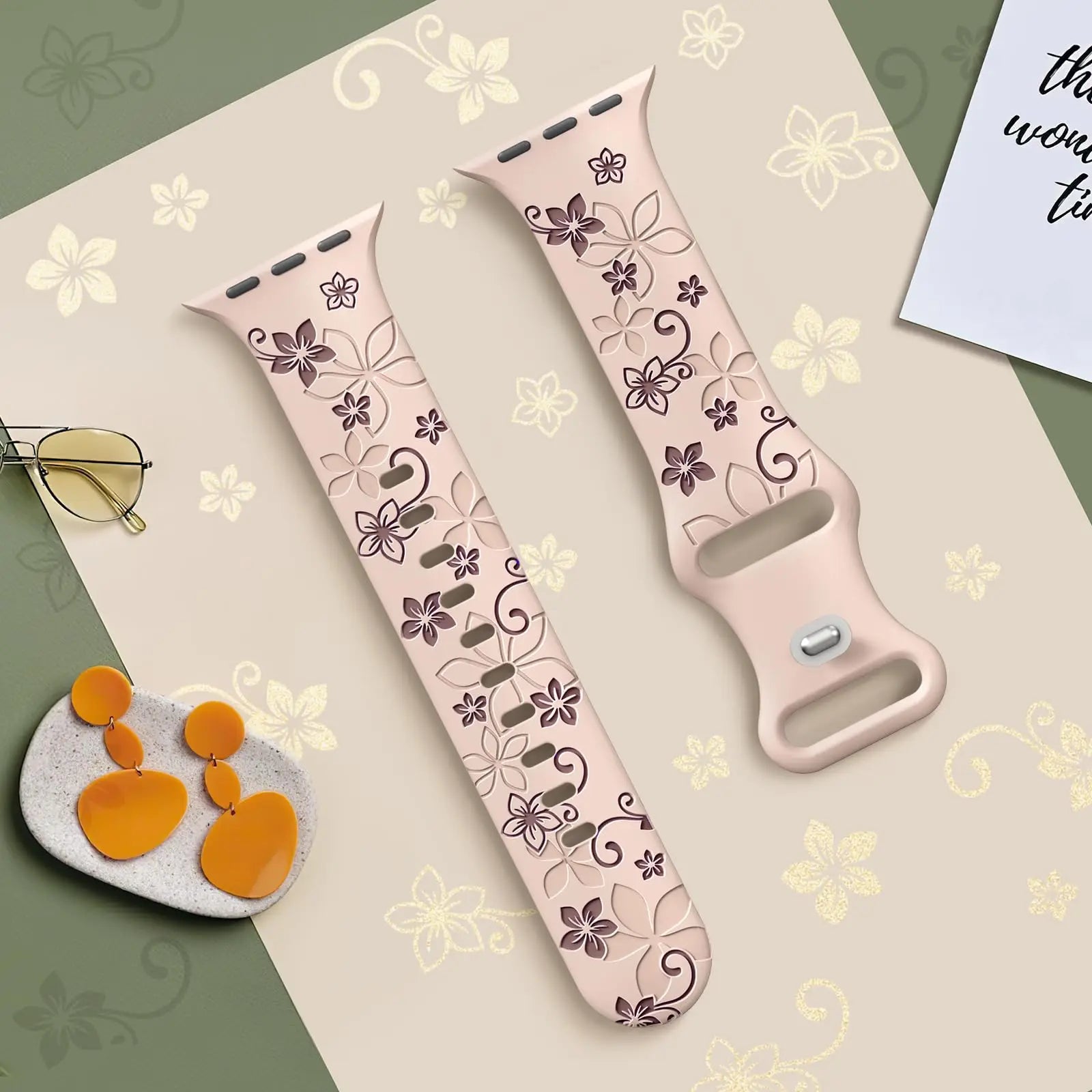 Floral Engraved Silicone Strap for Apple Watch