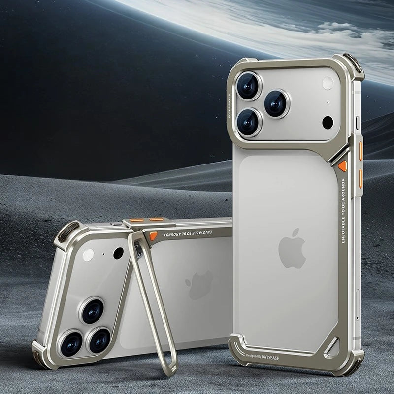 iPhone 17 Series 9-Shaped Minimalist Shockproof Bumper Case with Stand