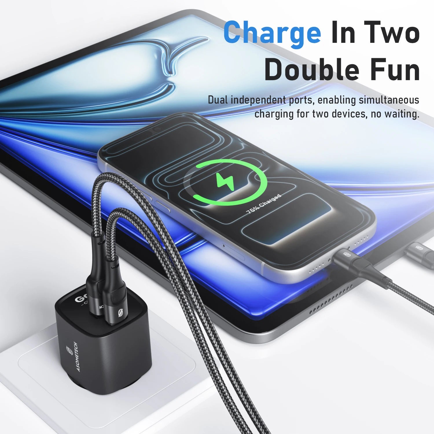 Asometech 33W GaN Fast Charger with Dual USB-C Ports