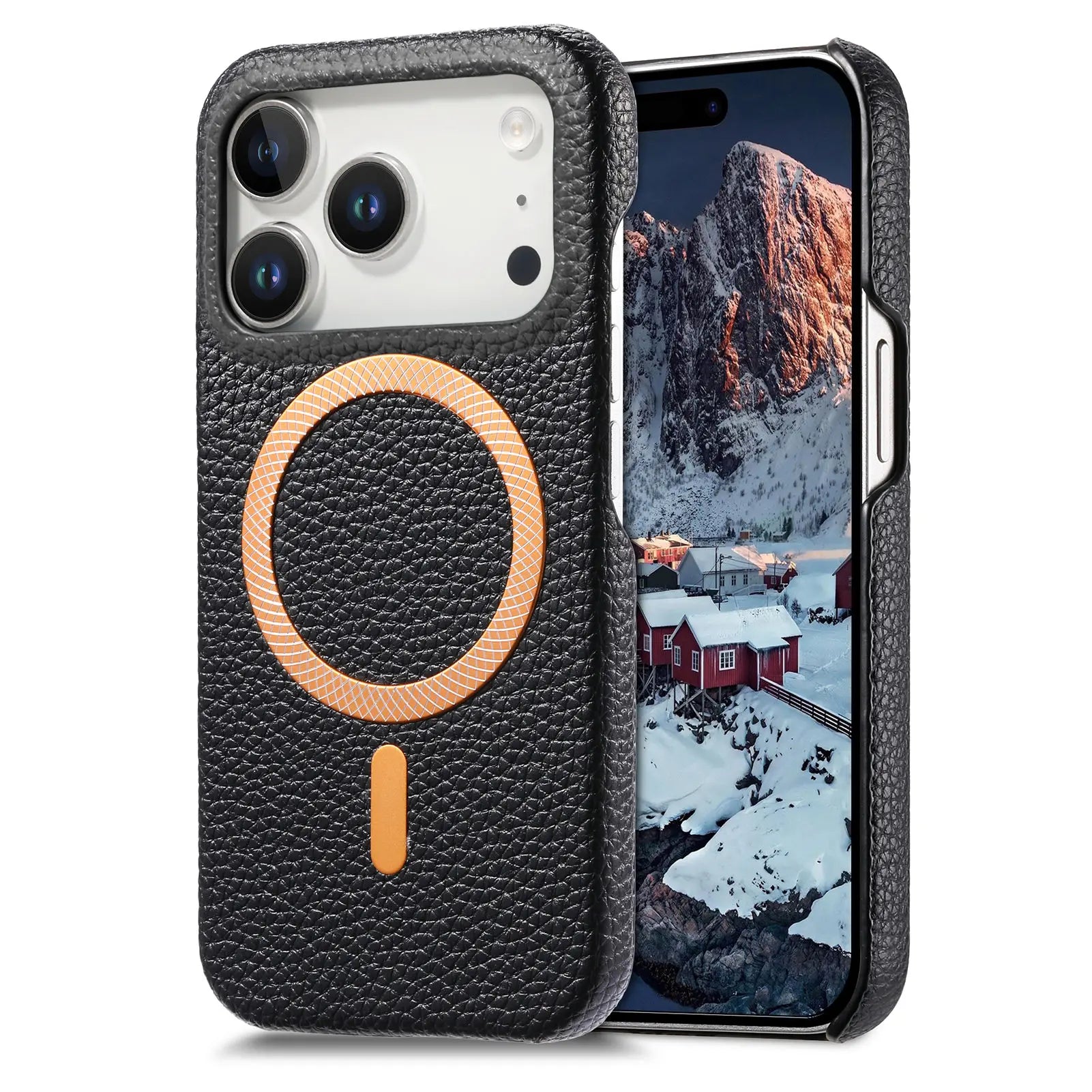 Business Lychee Grain Leather MagSafe Case for iPhone 17 Series