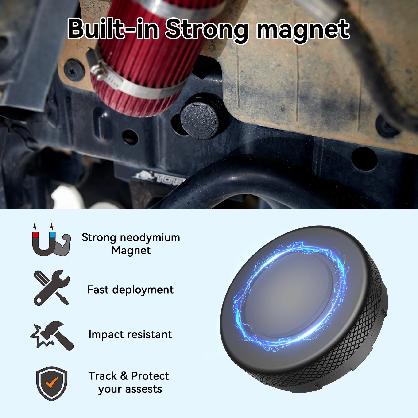 Waterproof Magnetic AirTag Holder with Strong Neodymium Mount